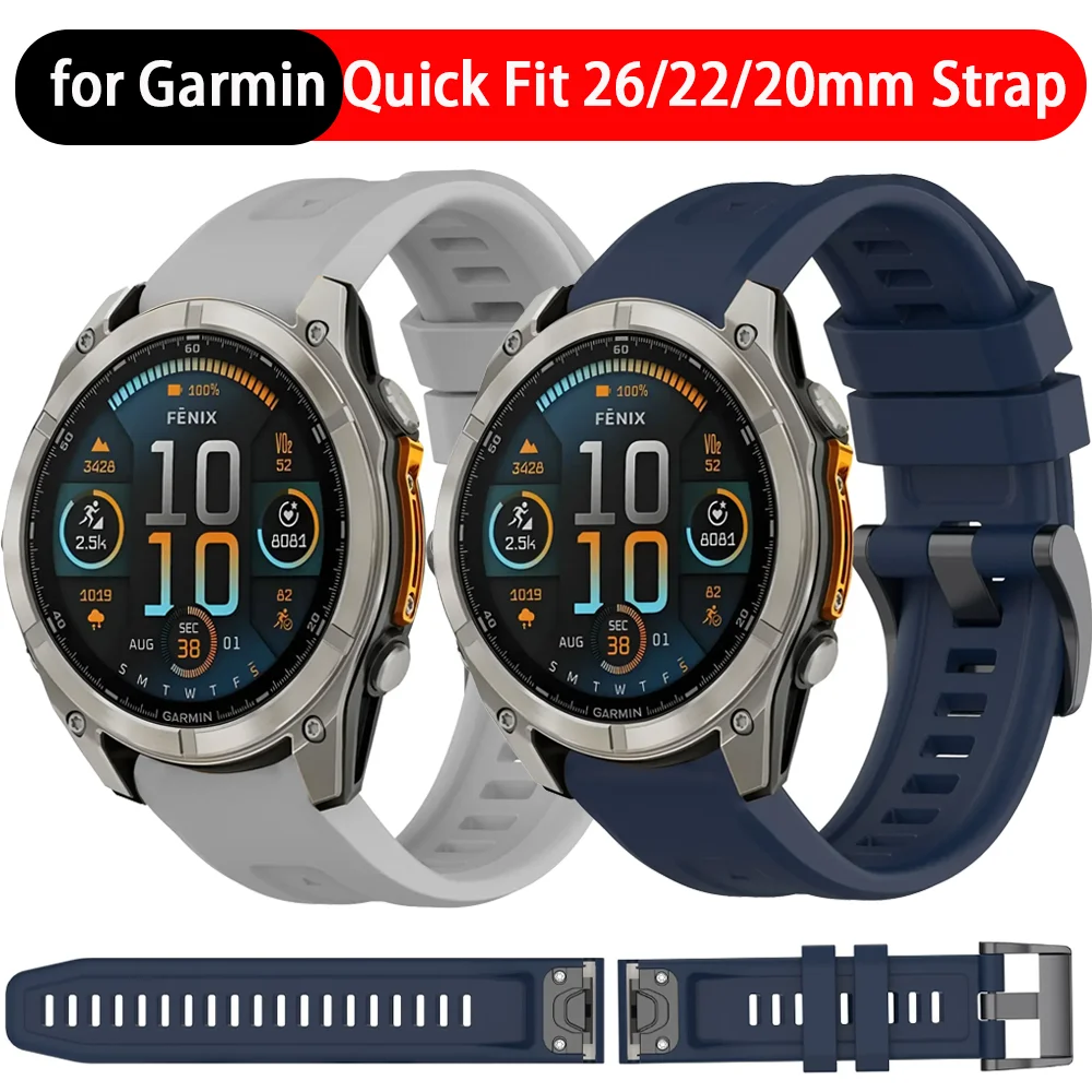 26/22/20mm Schnellwechsel-Silikonarmband für Garmin Fenix 8 Tactix 8 51mm 47mm 43mm Fenix E X7 Quatix 7 Pro Enduro3 Armband Correa