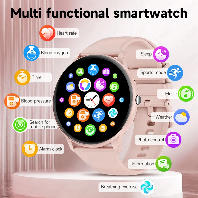 LIGE montre intelligente femmes hommes Bluetooth appel sport Fitness montres fréquence cardiaque moniteur de santé Smartwatch dames pour Android iOS nouveau