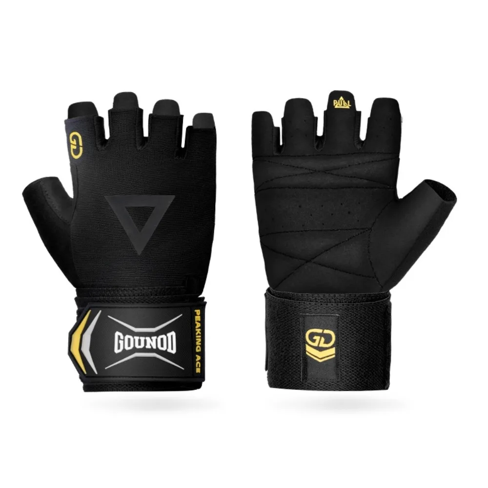 

1 Pair Breathable Cycling Gloves Shockproof Palm Guards Fitness Gloves with Wrist Band Sweat-wicking Half Finger Gloves