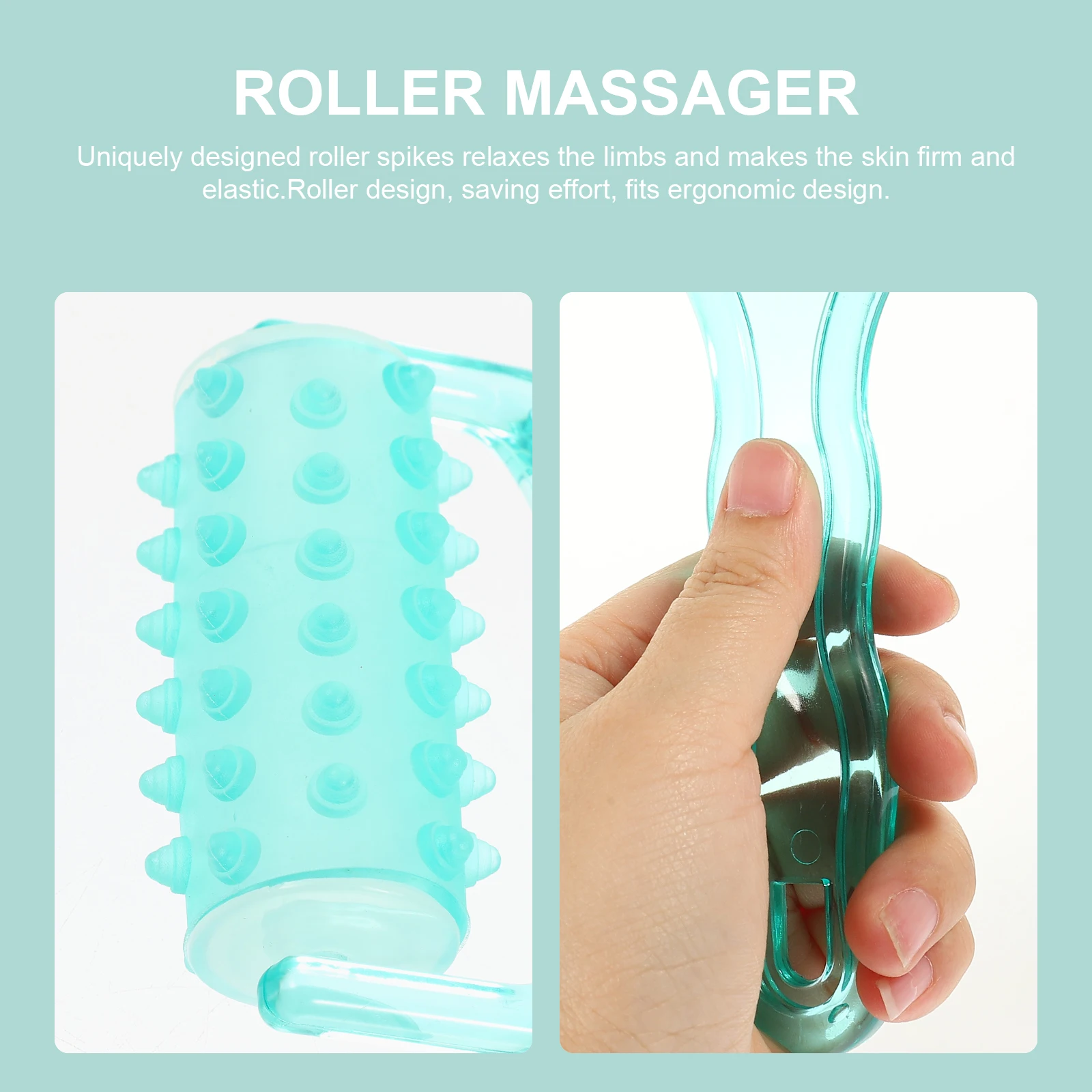 

Ergonomic Plastic Roller 2PCS Handheld Muscle Relaxer Spikes Body Face Scalp Portable Manual Cell Massage Tool Pain