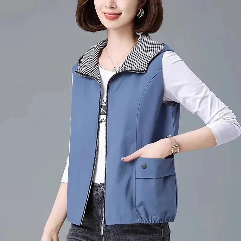 2023 frühling Herbst Zipper frauen Mit Kapuze Mantel Neue Mode Weibliche Lose Jacke Beiläufige Kurze Damen Bluse Over