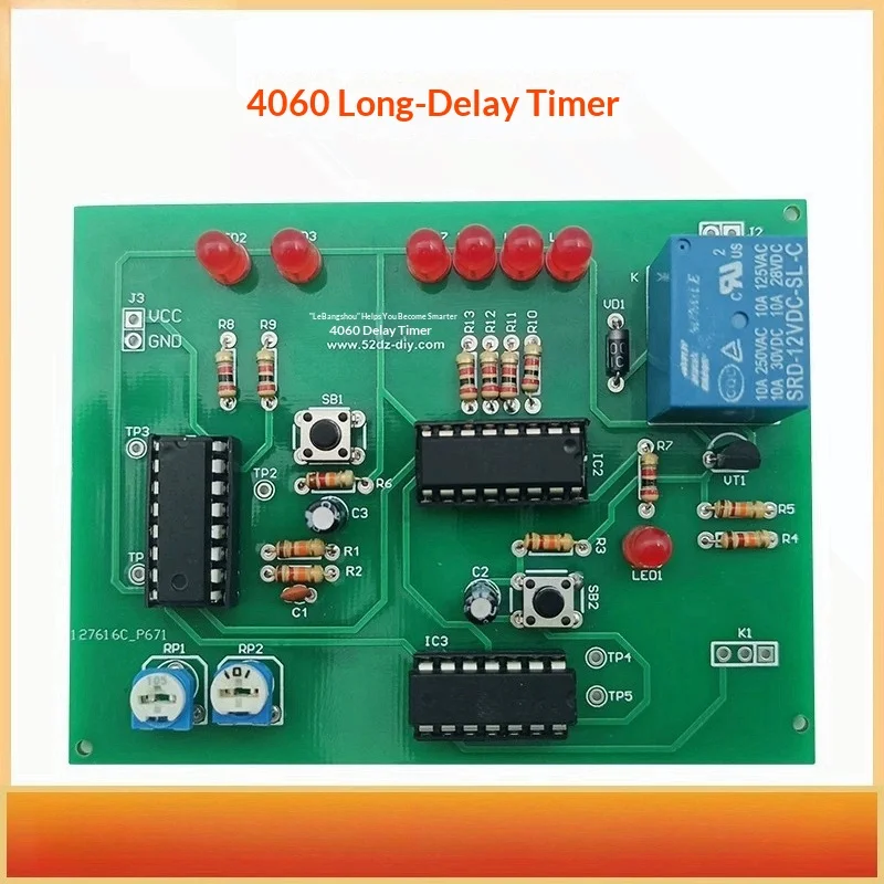 CD4060 Long Delay Timer DIY Kit, Single Stroke Skills Test Circuit, Electronic Welding Training Components