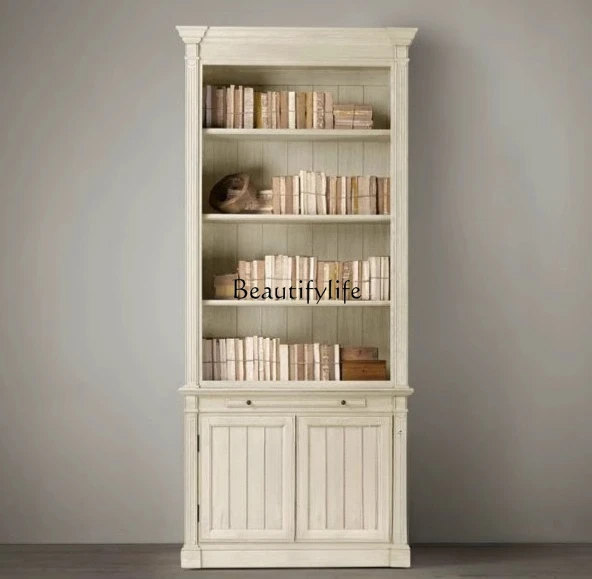 

French rural antique retro furniture solid wood bookcase storage cabinet