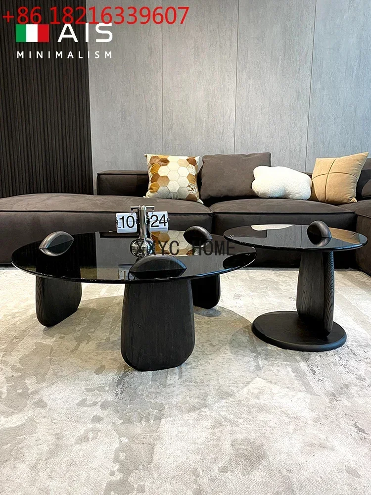 Tempered Glass Side Table Size Combination Mountain Italy Internet Celebrity Shark Tea Table