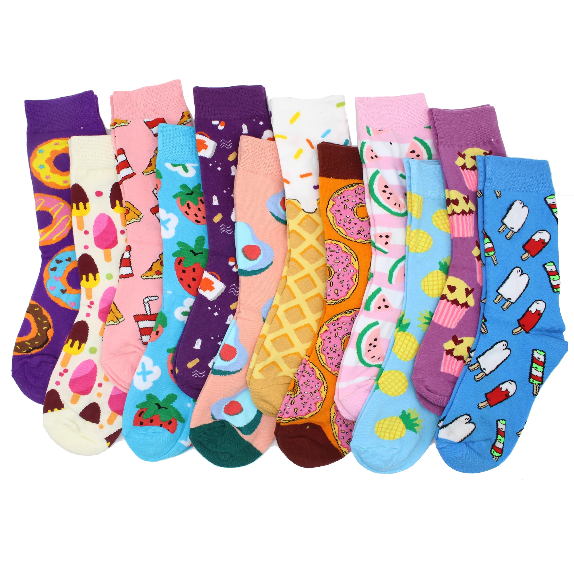 6 Pairs New Fashion Happy Women Cute Casual Socks harajuku Lovely Donut cake ice cream cotton funny Socks