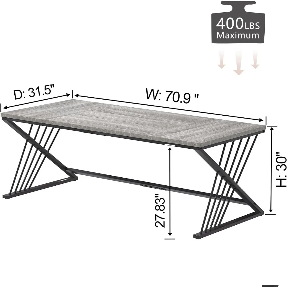 Промышленный компьютерный стол Z-образной ноги 70,9 современный стол для домашнего офиса на 2 человека, большой игровой административный стол