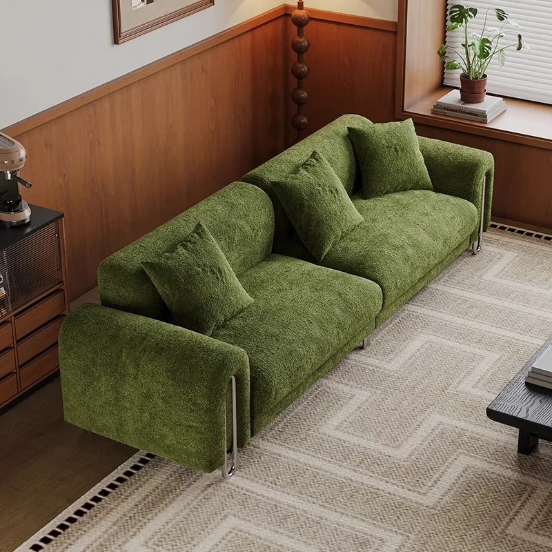 French Retro Yinfeng Fabric Sofa, Cream Style Chenille, Mid-Century Straight Set for Small Living Room