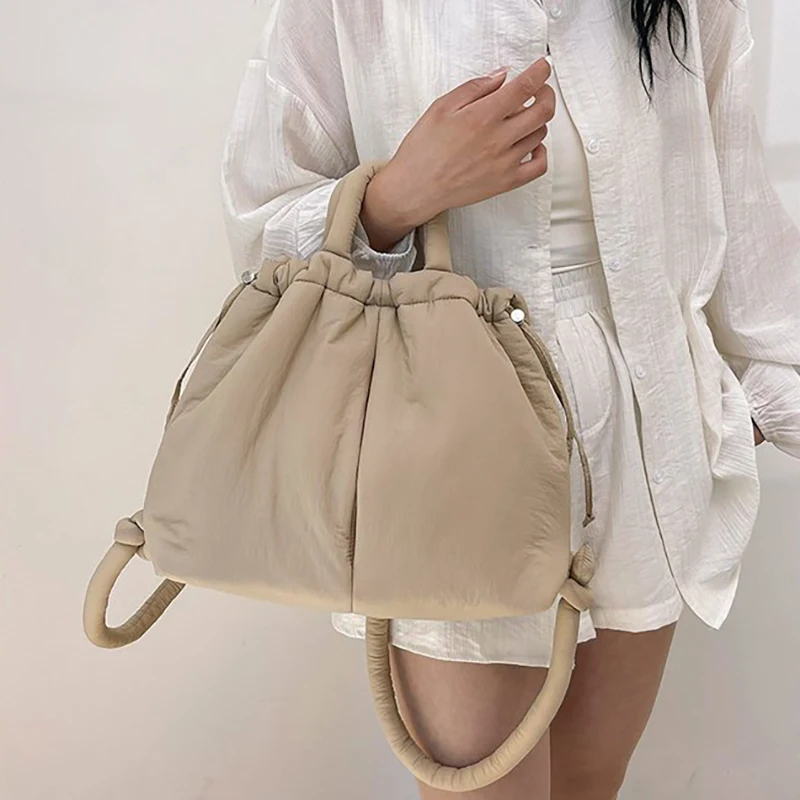 حقيبة كتف عصرية ذات سعة كبيرة من النايلون برباط من القطن حقيبة كتف نسائية