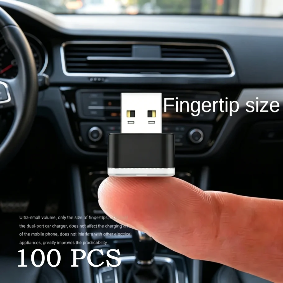 100 Pcs Mini USB LED Atmosphere Lights Car Interior Neon Decorative Lamp Car Emergency Lighting Universal PC Portable Plug Play