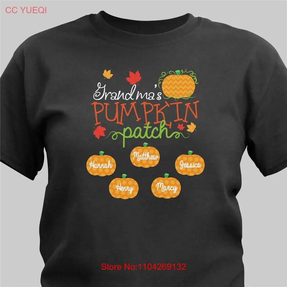 Personalized Pumpkin Patch T Shirt For Grandma Halloween Mom With Grandkids Names Fall long or short sleeves