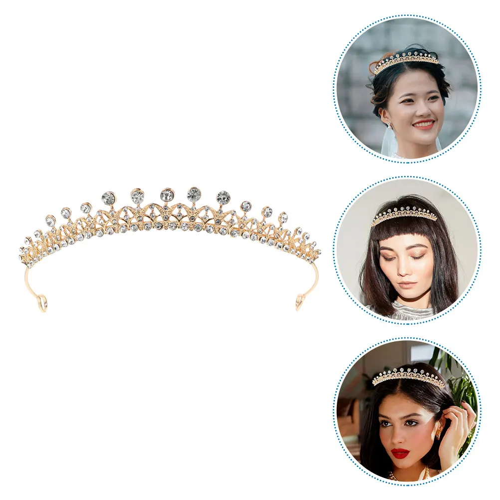 

2 Pcs Princess Tiara Bride Hair Ornaments Women Alloy Rhinestone Pageant Crown Bridal