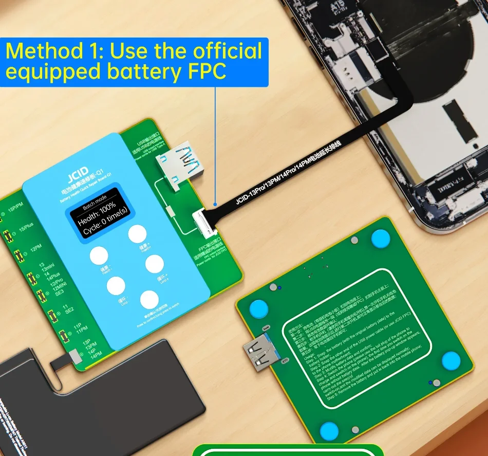 11pcs set JCID Q1 Battery Life Tester Flex Cable JC Original Battery FPC for iPhone 11-15PM  Battery Cycle Reseting Data Modify