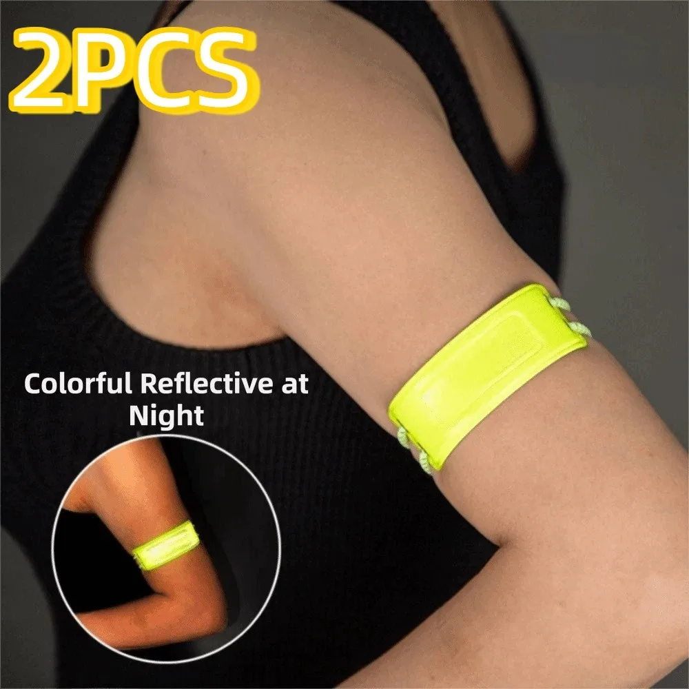 

2Pcs Adjustable Reflective Armband Comfortable Sport Tape Reflective Wristband Night Running Warning Armband Cycling