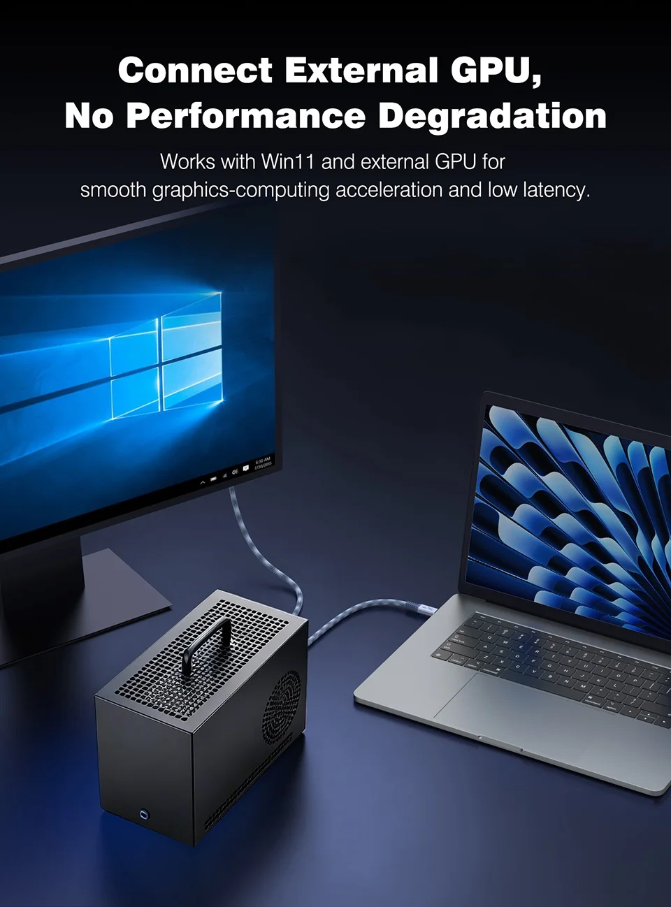UGOURD Thunderbolt 5 USB4 Gen4 Kabel 90-Grad-Winkelstecker 80Gbps 16K Geflochtenes USB-C-zu-C 240W Schnellladekabel für EGPU – Detail 8