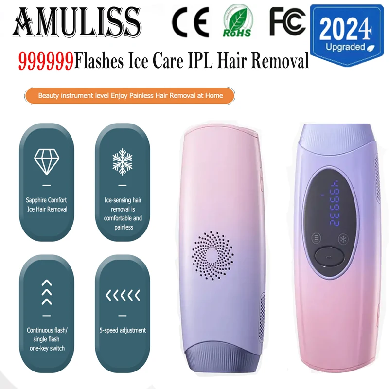 

Amuliss Hair removal IPL Depilator Pulses Permanent Laser Epilator Painless Bikini face and body machine home-appliance Devices