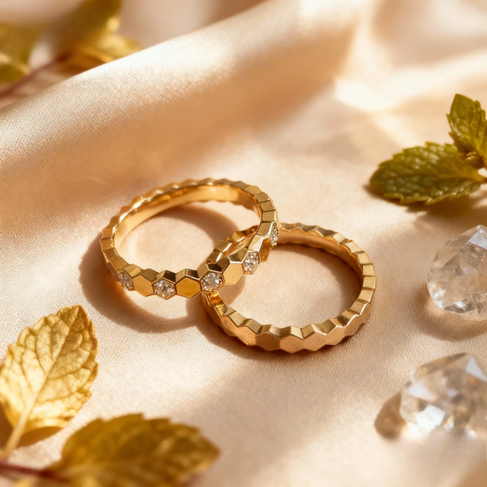 

Luxury Hexagon Honeycomb Shape Fashion Women's Ring Stackable for wearing Fashion Jewelry Moissanite High Quality Holiday Gifts