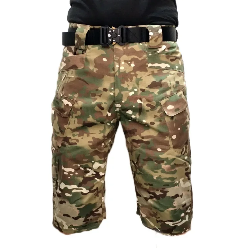 2026 Men's Outdoor Tactical Shorts Waterproof Wear Resistant Multi-pockets Camouflage Cargo Pants Summer Loose Training Shorts