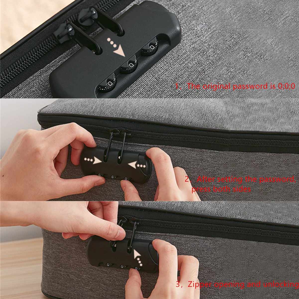 With password lock Multifunctional briefcase office document storage bag business trip card passport organizer travel accessory