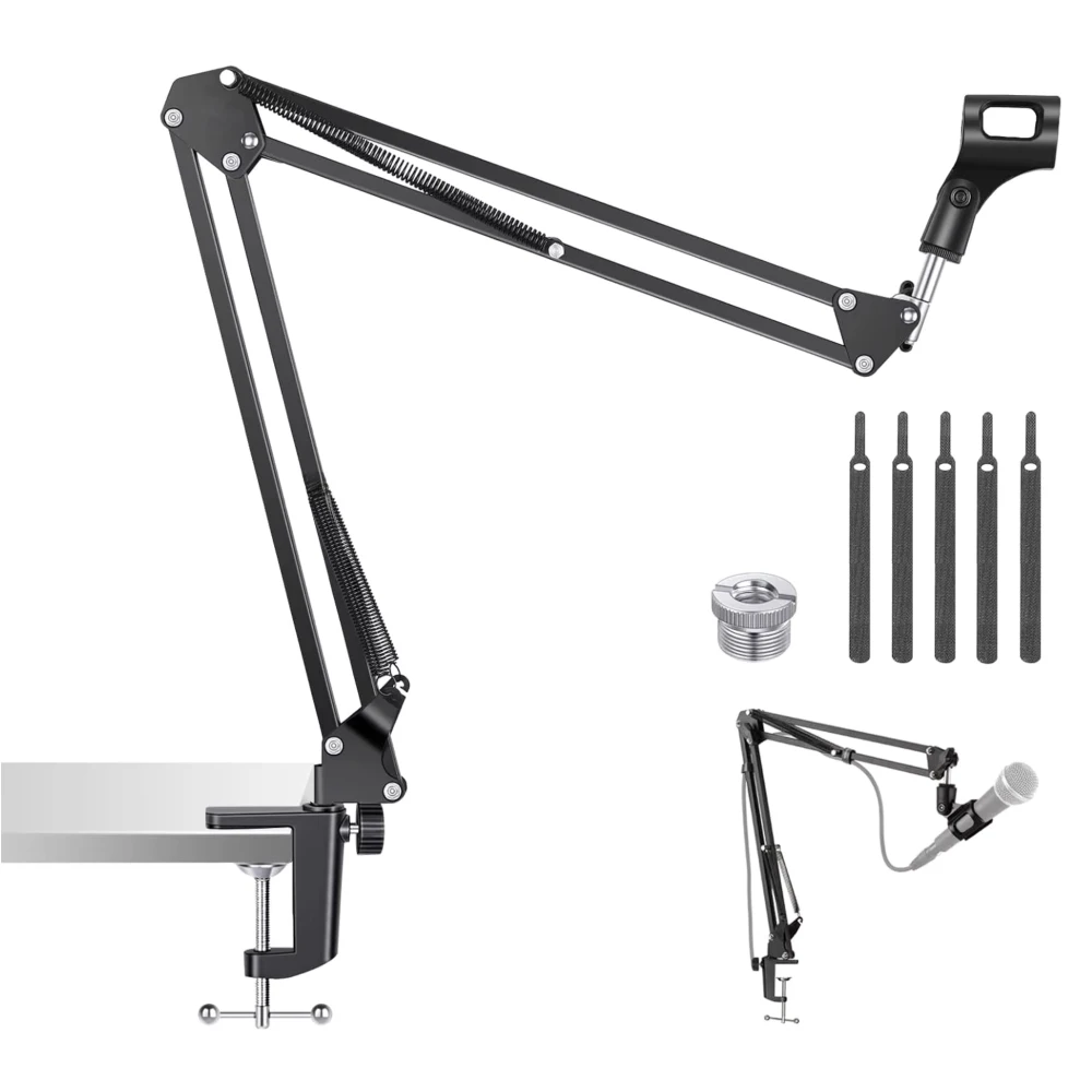 Microphone Arm Boom,Adjustable Suspension Boom with Heavy Duty Clamp,Scissor Mic Stand for Recording,Gaming