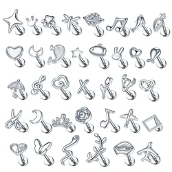 1PC Star Moon Flower Stud Earrings for Women Stainless Steel Crystal Zircon Ear Studs Earrings Tragus Piercing Jewelry