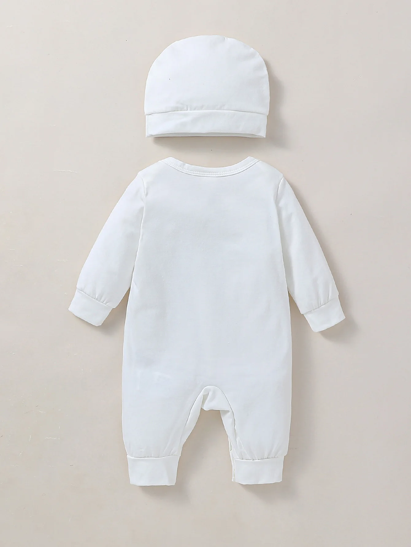 2Pcs Baby Unisex  Boys/Girls 2025 All Seasons Long Sleeve Cute Pullover Jumpsuit For Newborn Casual Daily Clothes+Hat