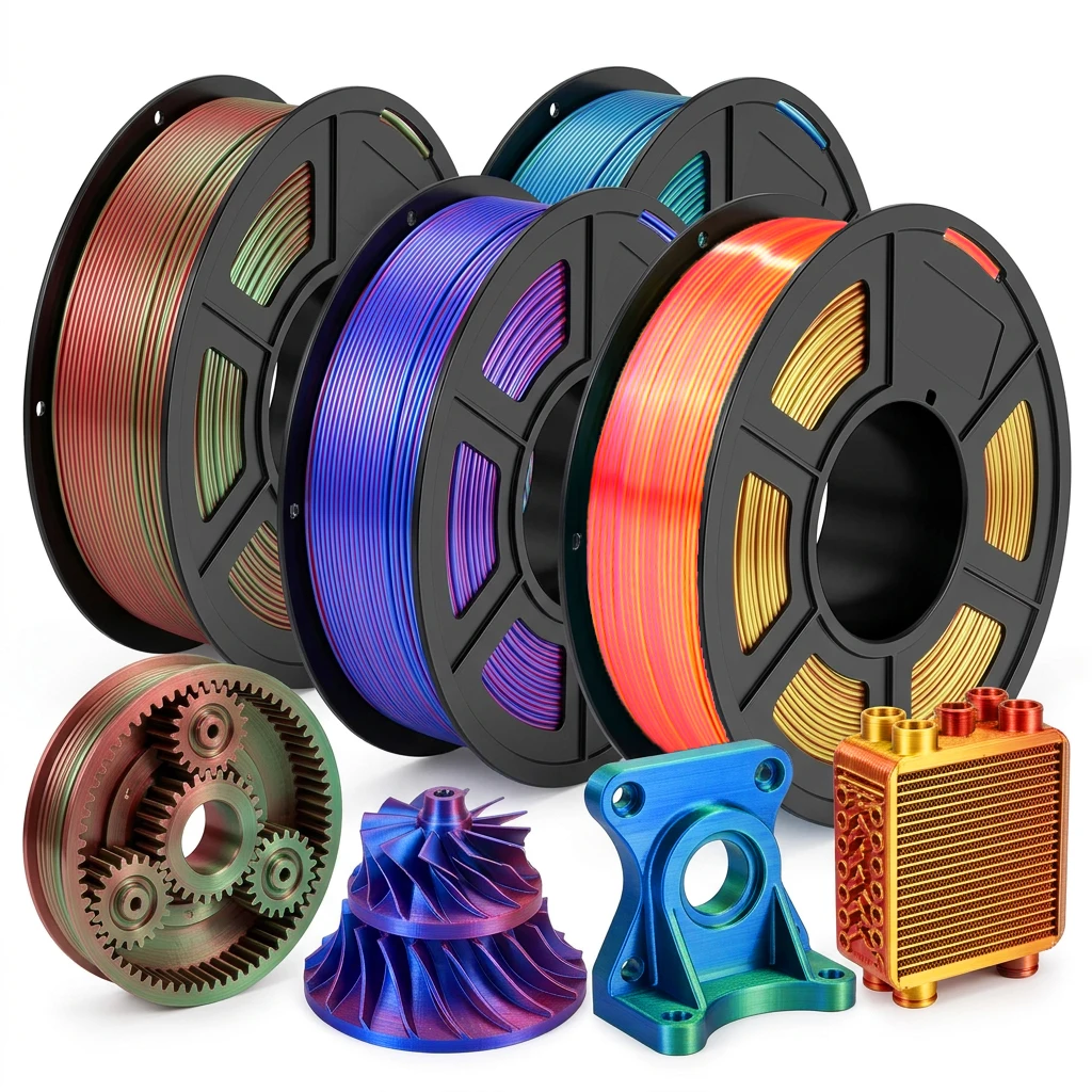 1.75mm Silk Dual Color PLA Filament Coextruded High Gloss 3D Printer Filament Multiple Weight 200g 250g 500g 1000g for FDM Print