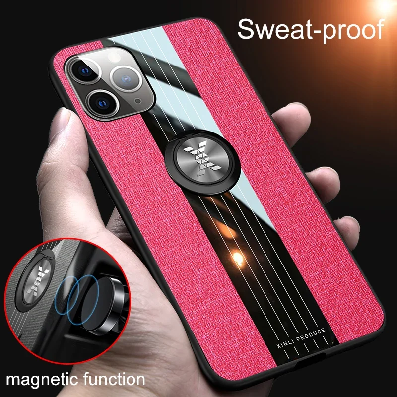 Magnet Ring Case For Apple iPhone 11 12 13 Mini 14 15 Pro Xs Max XR X 8 7 6 6s Plus SE 2020 2022 SE3 Cloth Fabric Case Cover