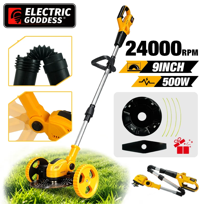 9 Inch Cordless Electric Lawn Mower Foldable Garden Grass Cutting Trimmer Garden Power Tools for Dewalt 20v Battery Pin