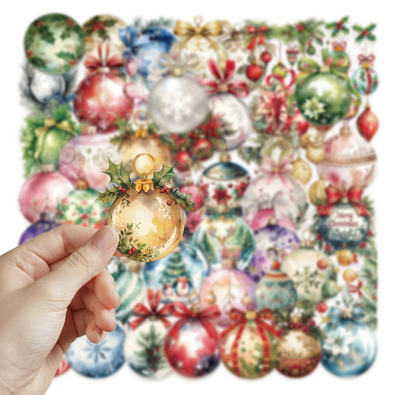 50PCS Creative Christmas Bell Transparent Sticker Children Stationery Skateboard Phone  Luggage Decoration Decals Reward Toys