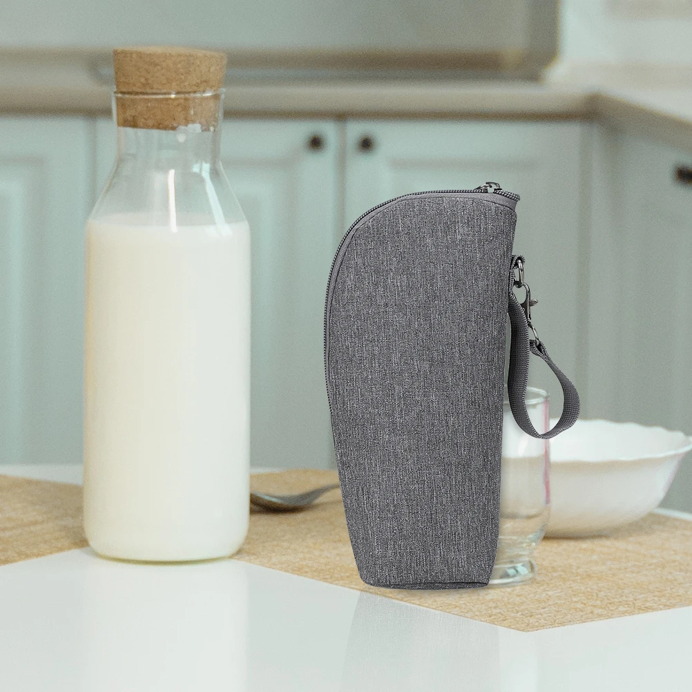 

Insulated Milk Bottle Bag Portable Thermal Pouch Stroller Accessory Grey Oxford Cloth Travel Feeding Storage