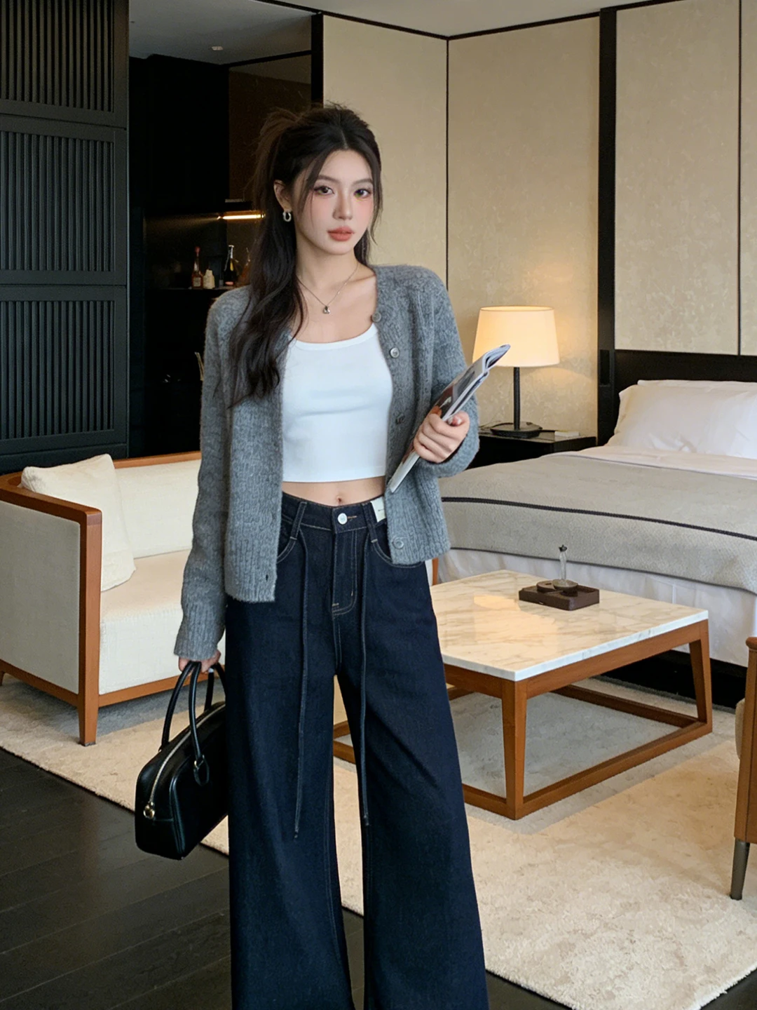 

Весна 2026: Новые женские джинсы с высокой талией, прямые, комфортные, свободного кроя, универсальные, повседневные, дышащие, из денима