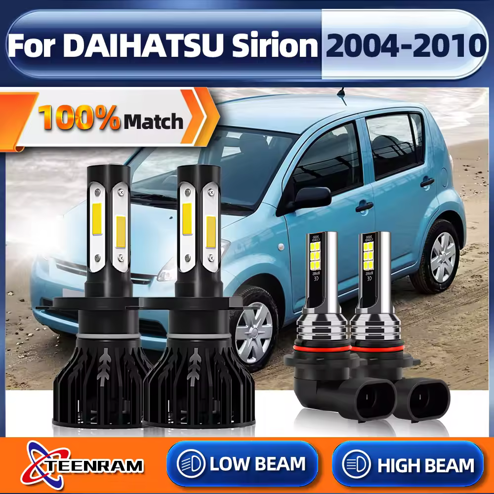 נורות פנס קדמי LED מוכנות Canbus H4 בהספק 240W עם מאוורר קירור ל-DAIHATSU Sirion 2004 2005 2006 2007 2008 2009 2010