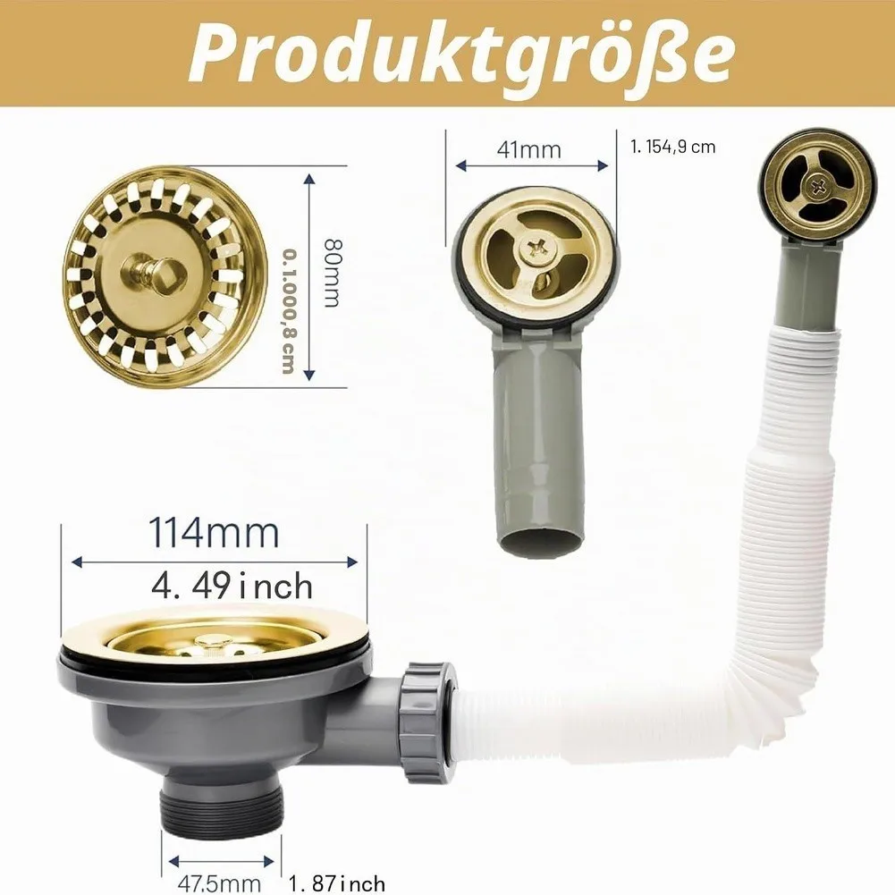 Gray Sink Drain Strainer Stainless Steel Strainer Stainless Steel Strainer 304 Stainless Steel Reinforced 0.5mm Thick