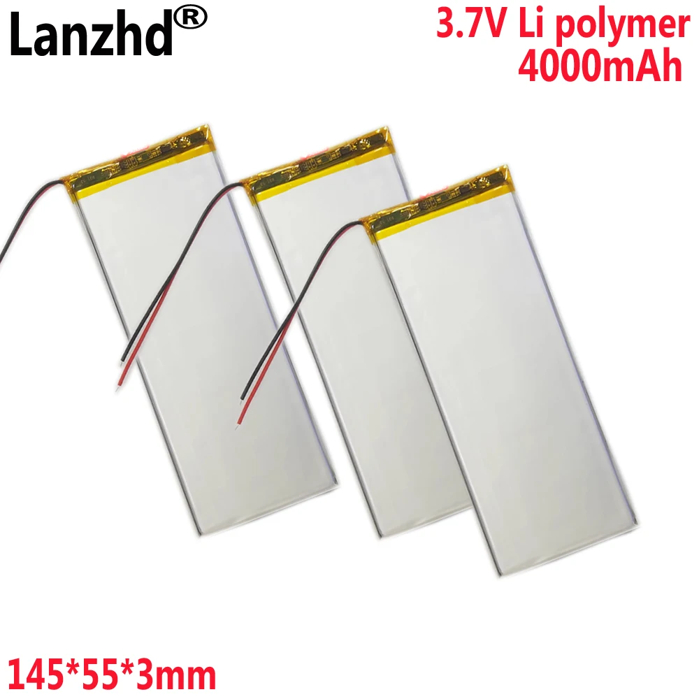 3.7V polimer Li 4000mAh bateria do płaski Panel baterii tablet 3055145 wbudowanej baterii 145*55*3mm