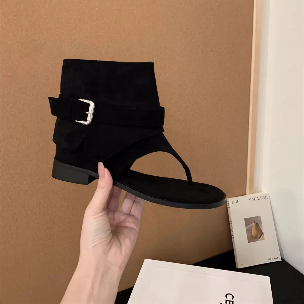 

2026 New Arrival Women's Casual Thong Sandal Short Boots Niche Personality Toe Post Breathable Roman Sandals for Summer