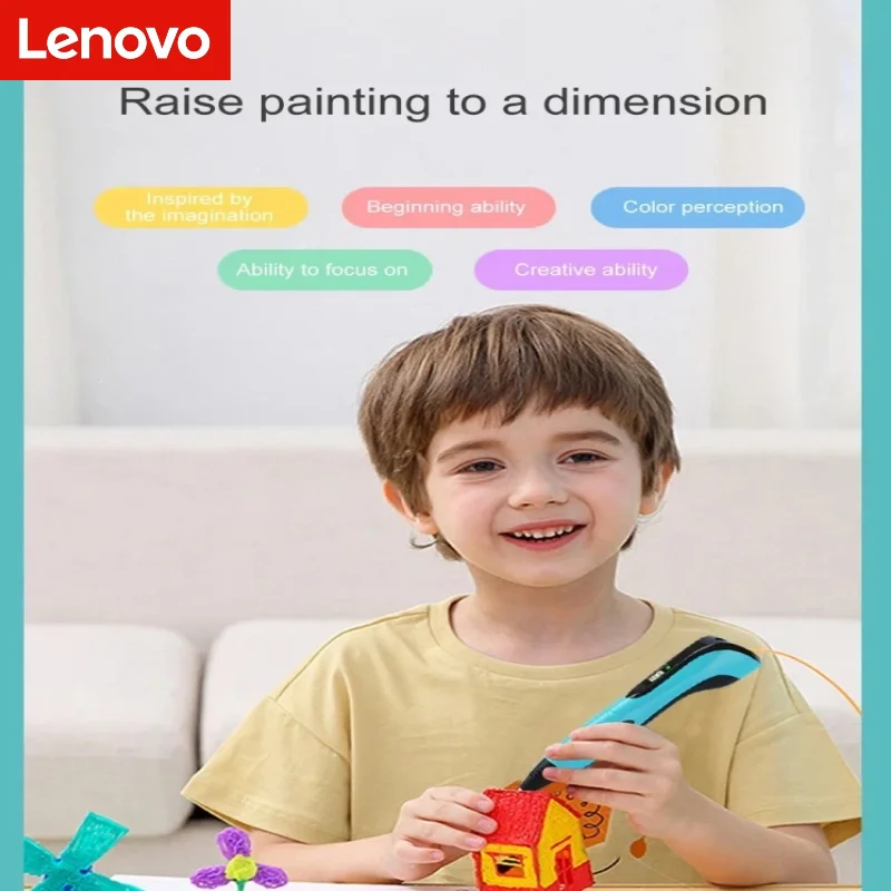 

Lenovo 3DPen for kids Creatived Toy DIY 3D Printing Pen TypeC Rechargeable 3D Pens Set with 200M PLA Filament for Children Gift