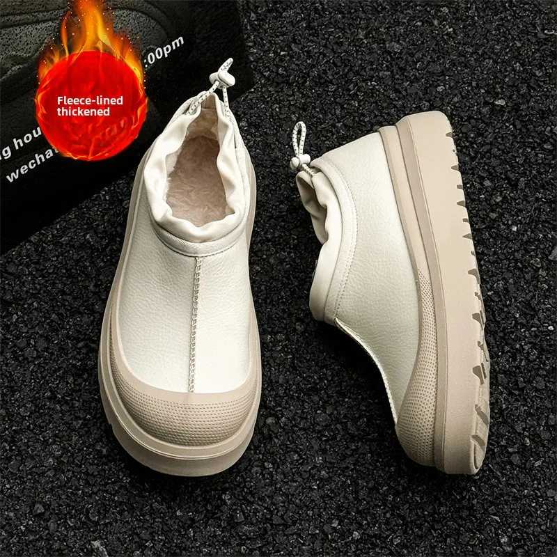 2024 Winter Same Matte Fur Integrated Velvet Thick-soled Men's and Women's Couple Contrasting Cotton Snow Boots