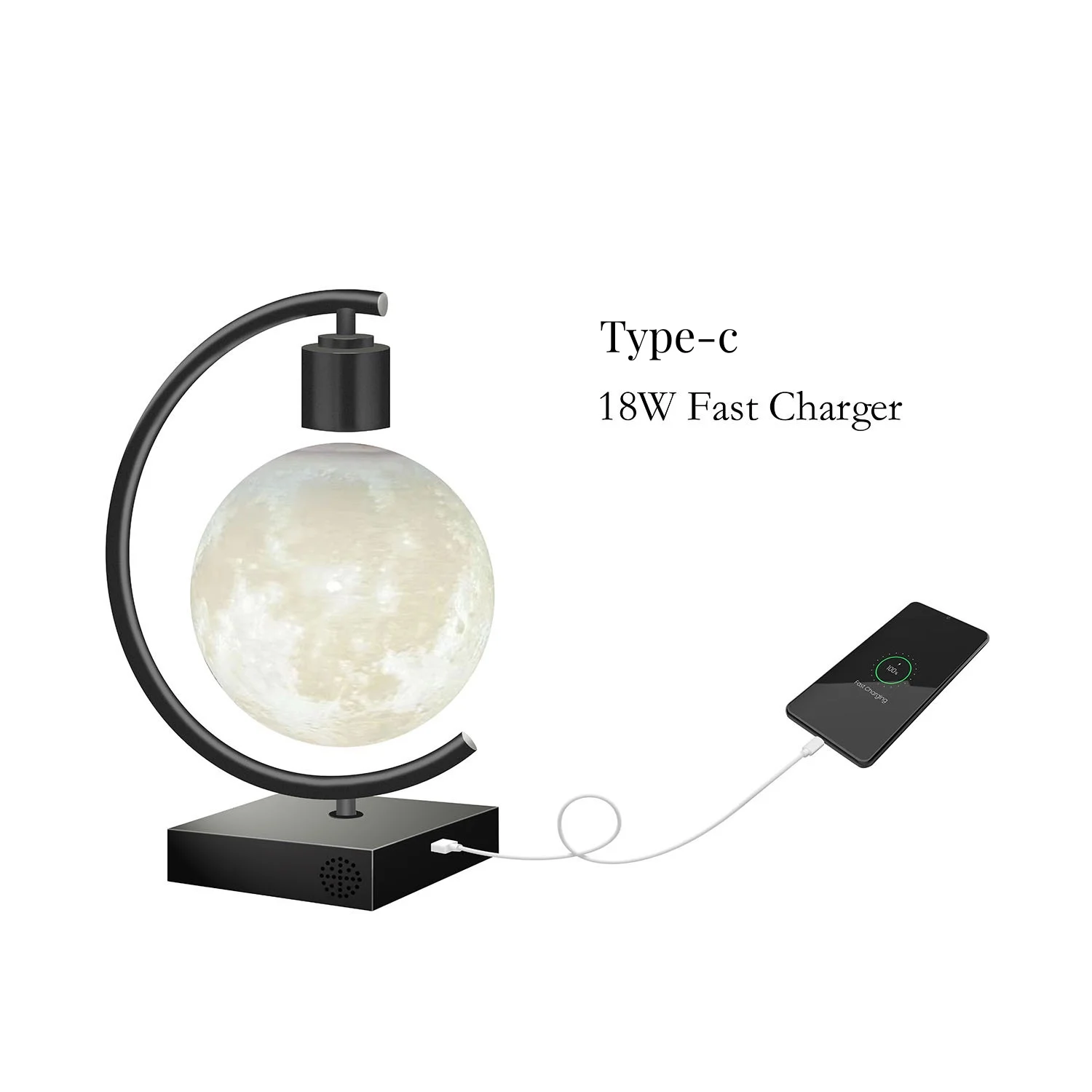 New Magnetic Levitating Moon Lamp Floating Levitation LED Light Bulb Table Lamps with 18W Fast Charger and Bluetooth Speaker