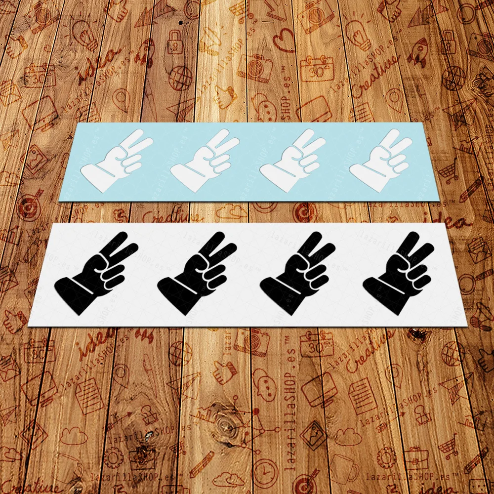 4Pcs Peace Hand Gesture Waterproof Vinyl Stickers For Motorcycle Helmet Car Window Scooter Laptop Decor