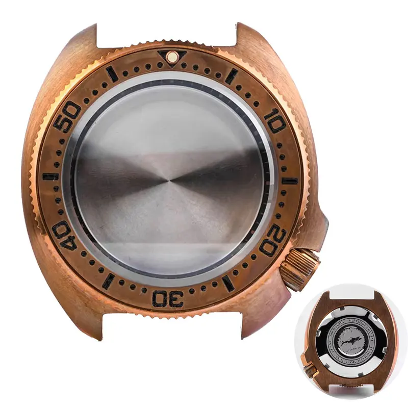 Watch Parts Solid 45mm CUSN8 Bronze Turtle 6105 Diver Watch Case Sapphire Glass Suitable For NH35/36 Movement 20Bar Waterproof