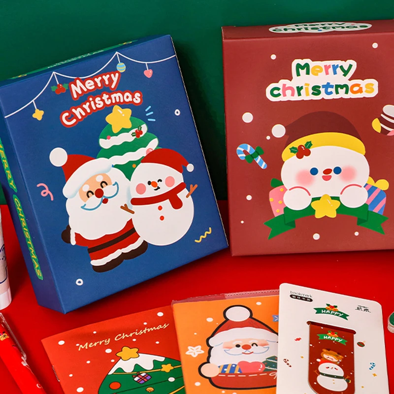 1Set Creative Christmas Stationery Blind Box Cartoon Kids Pencils Eraser Ruler Sticky Note Notebook Set School Supplies Gifts image 6