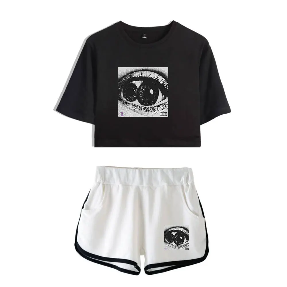 Lucki 2 Faced Suit Vintage 90s logo Merch Tops Two Piece Set Shorts+Lovely TShirt Trendy Suit Harajuku