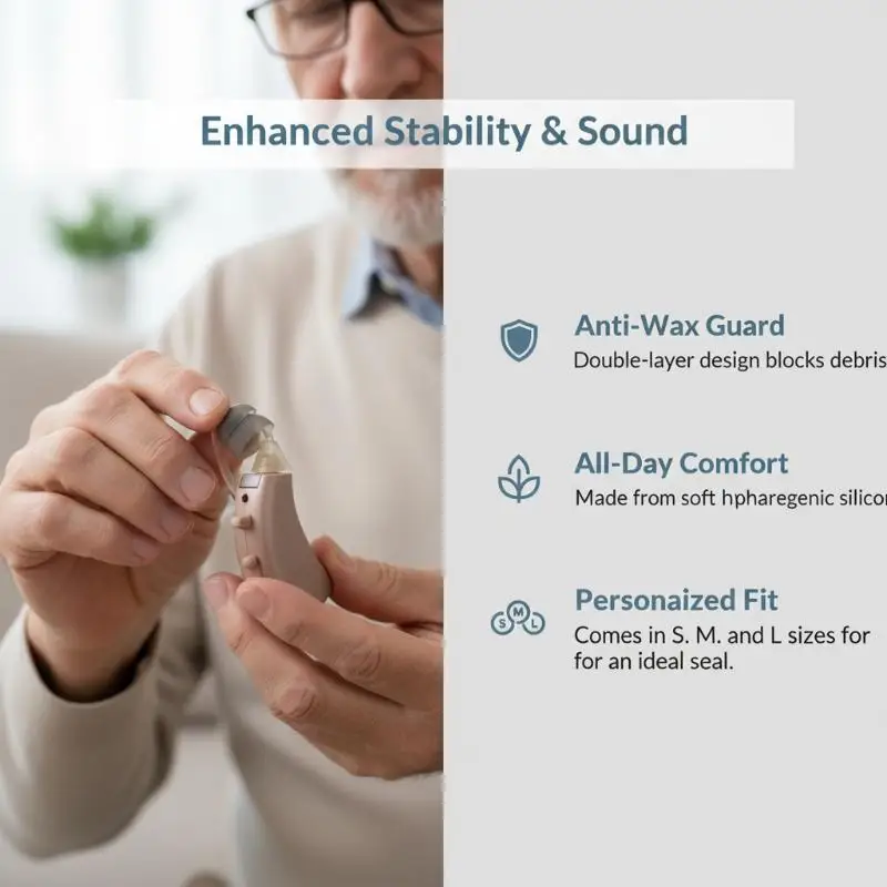 1PCS Phonak Power 4.0 Sizes Double Power Eartips Dome Compatible To Phonak New Hearing Aids Size 10mm 11.5mm 13mm
