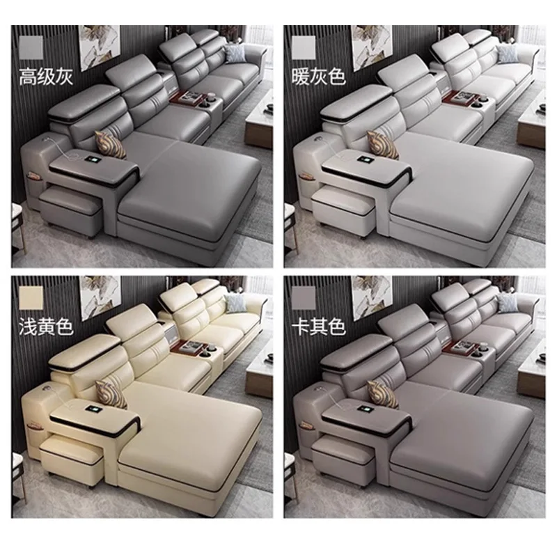 Nordic leather sofa 2025 new light luxury living room size apartment princess leather combination set