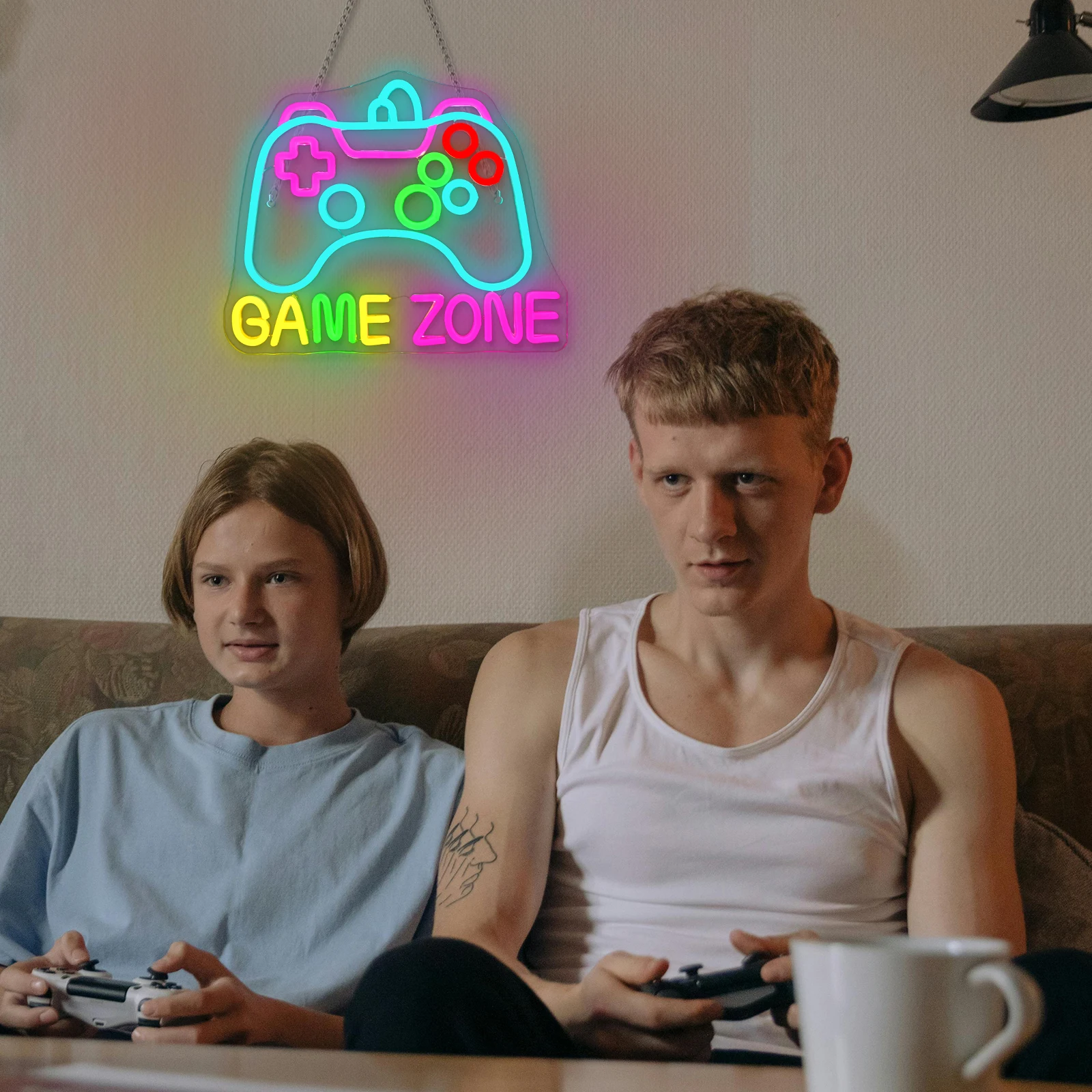 Zona de jogo sinal de néon regulável controlador de néon sinal para sala de jogos decoração gamepad em forma de sinal de néon de jogos para adolescentes meninos decoração do quarto