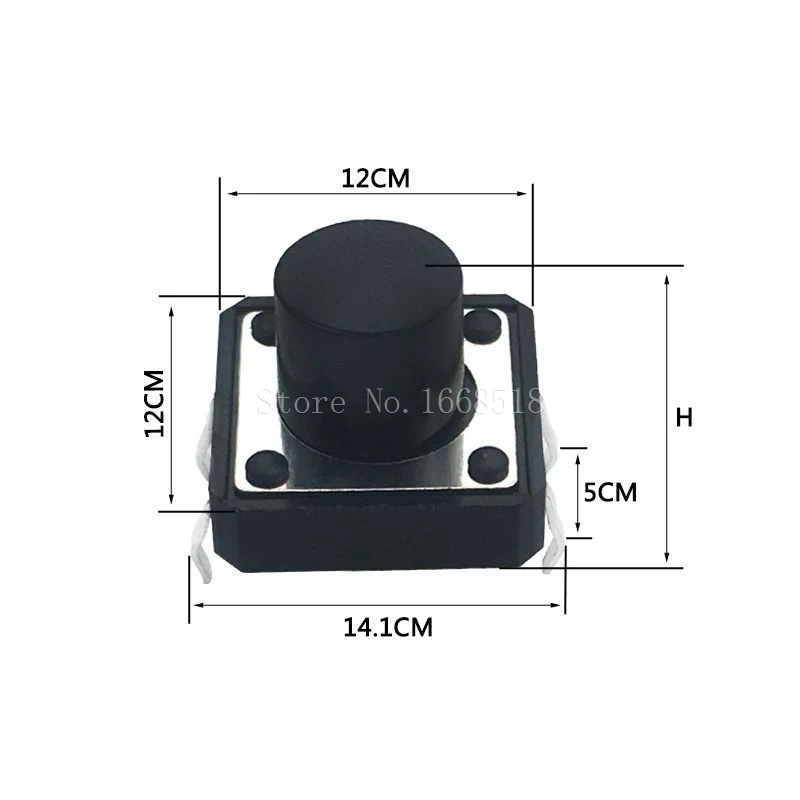 10PC 12x12mm Panel PCB Momentary Switch 4pin 12x12x4.3/5/6/7.3-9MM 12*12*4.3MM/5MM 6MM 7MM 8MM 9MM Tact Push Button/Micro Switch