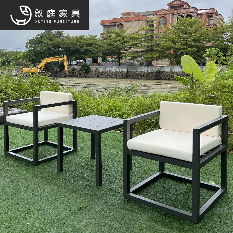 Outdoor seaside beach swimming pool leisure metal table and chair combination outdoor courtyard garden waterproof sunscreen wrou