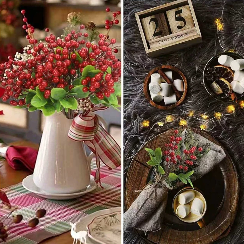 1/5 stücke Künstliche Pflanzen Holly Kleine Rote Obst Weihnachten Neujahr Hause Zimmer Vase Tisch Dekor Garten Bonsai Hochzeit Geschenk box Wand