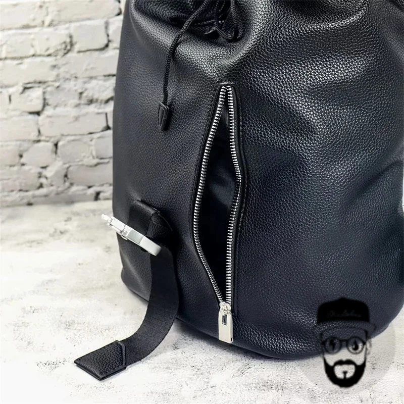 Black 1017 ALYX 9SM metal bucket leather backpack with large capacity and simple design ALYX backpack