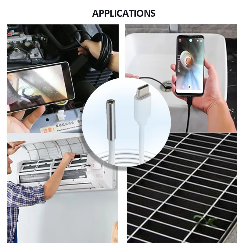 1MP Type-C Android 3.9mm 100° Wide Angle Macro Industrial Endoscope Camera Car Repair 1.5m Soft Cord Endoscope Camera Probe